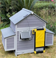 Poulailler nidification double et poulailler pour canards avec course supplémentaire Compatible avec les portes automatiques Matériau en bois pour 4-6 poulets