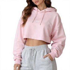 Sudadera Corta Rosa de Forro Polar Premium para Gimnasio, de Alta Elasticidad, para Entrenamiento, Fitness, Running, con Logotipo Bordado, Sudaderas Cortas para Mujer al por Mayor - Product Image 6