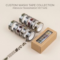 Ruban PET transparent brillant personnalisé avec impression numérique, motif vintage d'apothicaire médiéval et spécimen historique
