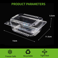 Boîte d'emballage alimentaire en PET transparent de qualité alimentaire et sûre avec couvercle à charnière à fermeture à pression pour gâteaux, pain, biscuits, fruits, salades