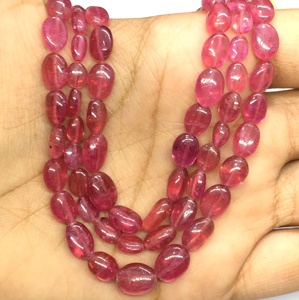 Prix de gros Tourmaline naturelle rose forme ovale collier de perles de pierres précieuses en vrac chaîne de brins classiques qualité incroyable - Product Image 4