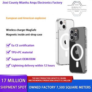เคสโทรศัพท์มือถือใสกันกระแทกพร้อมที่ชาร์จแม่เหล็ก สำหรับ iPhone 15 14 13 Pro Max พร้อมโลโก้ - Product Image 3