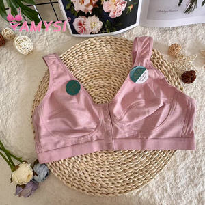 Amysi 002 # <span class=keywords><strong>reggiseno</strong></span> estivo da donna chiusura con bottone frontale con bottone in <span class=keywords><strong>cotone</strong></span> solido senza fili <span class=keywords><strong>reggiseno</strong></span> da <span class=keywords><strong>allattamento</strong></span> di grandi dimensioni - Product Image 3