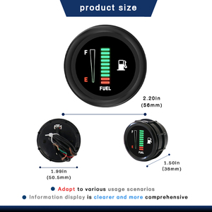 เกจวัดน้ำมันเชื้อเพลิง MrGauge ขนาด 52 มม. พร้อมจอ LED สำหรับดัดแปลงยานยนต์ เกจวัดระดับน้ำมันเชื้อเพลิงแบบลอยตัว 12V สำหรับรถยนต์ รถบรรทุก FL - Product Image 2