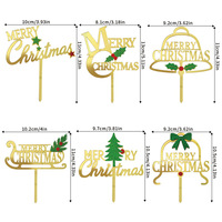 Décoration de gâteau de Noël en acrylique doré, décorations de gâteau Joyeux Noël, pics pour cupcakes, fournitures pour fêtes de fin d'année, design personnalisé