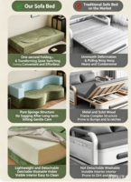 Canapé-lit modulaire en tissu compressé avec design pliable à double usage pour salon ou chambre à coucher, 2-3 places, style tatami relaxant
