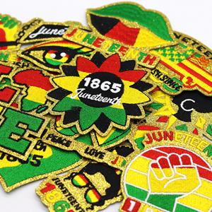 1865 Negro Slave Emanci pation Day Glitter Stickerei Eisen gegen Rassismus Juneteenth Patches - Product Image 4