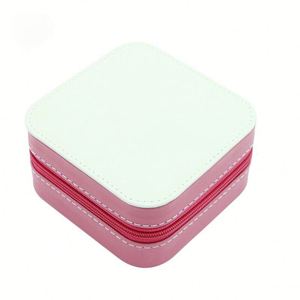 Boîte à bijoux personnalisée en cuir PU vierge pour sublimation, design DIY - Product Image 1