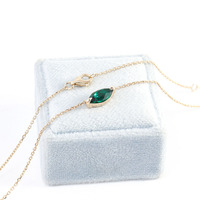 Chaînes œil-de-cheval de style européen, américain, japonais et coréen pour femmes, minimalistes, en or 18 carats, avec moissanite vert foncé 1 carat et anneau en O