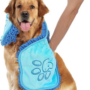 Pet Microfiber Towel Gray Blue Yellow Quick Drying For Dog Bathing And Drying - Product Image 2