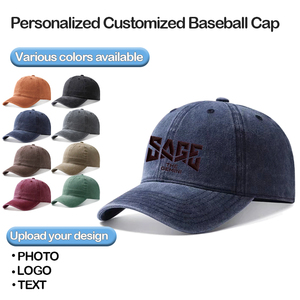 Casquette Heycap Factory à visière incurvée 100% coton teint, profil bas, vierge, personnalisable, style Dad Hat, broderie, 6 panneaux, en sergé délavé vintage - Product Image 1