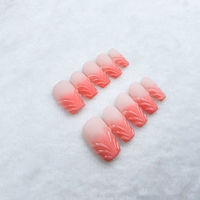 Uñas artificiales forma de uña de almendra; popular naranja diseño 3D color degradado fábrica de alta calidad al por mayor.