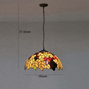 LongHuiJing 16Inch Vintage Tiffany Style Stained Glass Halogen/LED 360 Beam Ceiling Chandelier Hanging <b>Light</b> Lamp Shade - Product Image 3