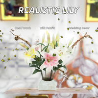 Sangat Direkomendasikan Bunga Lily Sutra Sentuhan Realistis Buatan Liyu Pengpeng Panjang 78cm 2 Tangkai untuk Pernikahan Hari Valentine
