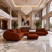 Ensemble de canapés sectionnels en tissu de luxe rembourrés d'éponge, forme en L moderne, meubles de salon pour villa