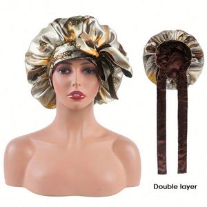 En gros : Bonnets imprimés réversibles, foulards en satin pour cheveux, bonnets de nuit à bordure, bonnets en soie personnalisés à longue bande avec liens - Product Image 3