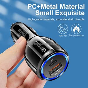 Chargeur de voiture à charge rapide PD20W avec convertisseur LED QC3.0+PD pour téléphones mobiles et montres, sortie de courant intelligente 1A/2A - Product Image 2