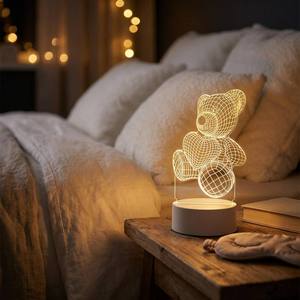 Lampe de chevet LED USB 3D <span class=keywords><strong>Illusion</strong></span> personnalisée pour enfants, lumière blanche chaude, décoration de chambre à coucher, cadeaux de Noël ronds - Product Image 4