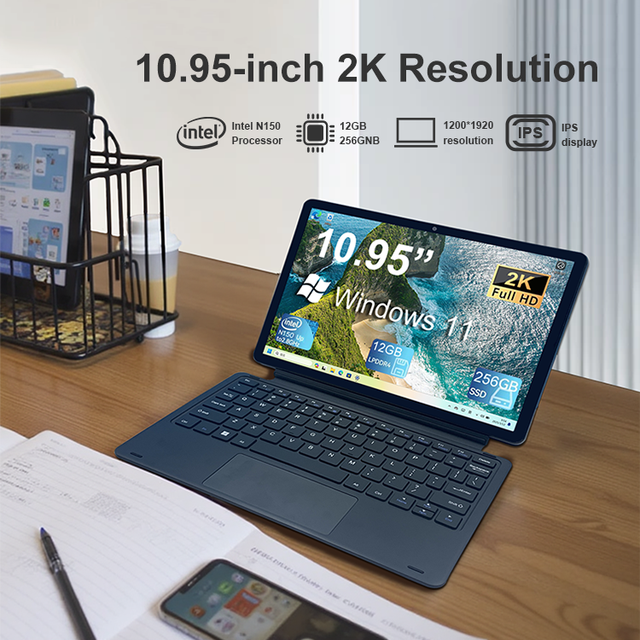 10.95 Inch Win10 Win 11 Tablet 2K 1920*1200 Screen 12gb DDR4 256gb SSD Windows Business Tablet PC with WIFI 6 Keyboard Case Pen