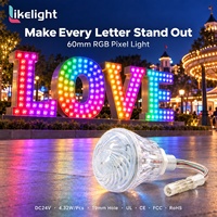 Lumière LED RGB à points de pixels 60 mm DC24V SMD5050 18 LED 360 degrés pleine couleur pour lettres lumineuses et projets de signalétique