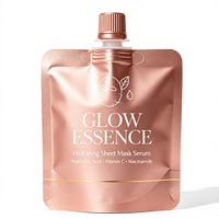 Sachet de recharge personnalisé imprimé avec étiquette privée, refermable, de qualité alimentaire, laminé, sur mesure, pour masque en feuille, sérum, nettoyant visage, avec bec verseur