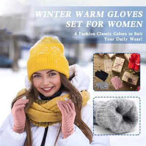 Gants d'<span class=keywords><strong>hiver</strong></span> pour femmes compatibles avec les écrans tactiles - 4 paires de mitaines en coton/élasthanne pour le froid, design tendance - Product Image 5
