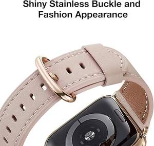 Fabricante Compatible con <span class=keywords><strong>Apple</strong></span> <span class=keywords><strong>Watch</strong></span> Band Women Top Correa de repuesto de cuero genuino para IWatch Band Series <span class=keywords><strong>SE2</strong></span> 10 9 - Product Image 2