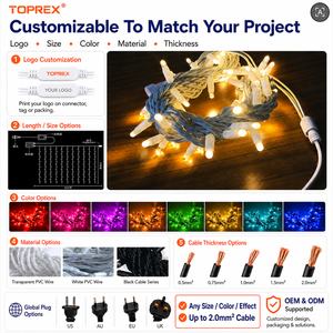 Guirlandes LED de qualité commerciale Toprex pour l'extérieur, câble en caoutchouc étanche IP65, pour la décoration de la <span class=keywords><strong>maison</strong></span>, les projets de Noël - Product Image 4