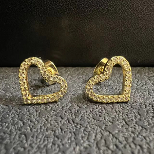 Dropshipping Stainless Steel Heart-Shaped Crystal/Rhinestone <strong>Earrings</strong> <strong>Handmade</strong> Inlay Clasp Design 18K Gold Plated Light Luxury - Product Image 2