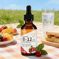 Complément alimentaire liquide à base de vitamine B12 500 mcg 60 ml, absorption rapide, stimulant énergétique, gouttes de vitamine, compléments à base de plantes