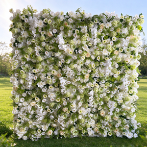 Mur de fleurs artificielles blanc et vert pour décoration de fond de magasin de vêtements, magasin de vêtements pour femmes, mur créatif à roses - Product Image 1