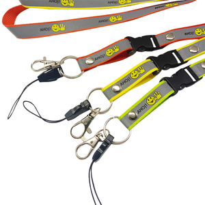 <b>Breakaway</b> Buckle Reflective Neck Strap Screen Printing of Reflective Film Dual Hook Polyester <b>Lanyard</b> for Cycling Outdoor Worker - Product Image 2