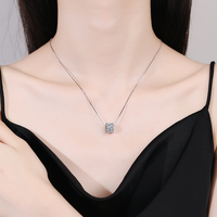 Collar con Colgante de Moissanita de 1.6 Quilates, Color D, Plata de Ley 925, Cadena Delgada para Clavícula, Joyería para Mujer
