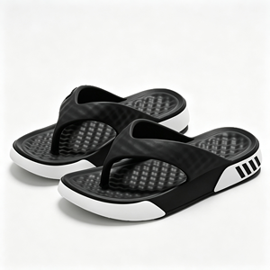 Sandalias Negras de PU con Punta Abierta, Suela Antideslizante de EVA, Pantuflas de Verano a la Moda - Product Image 1