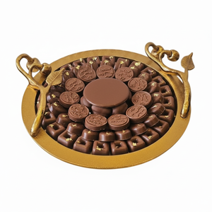 Soporte para dulces de catering para hotel, plato para servir chocolate de acero inoxidable de Metal dorado de primera calidad, plato para servir dulces, postres - Product Image 1