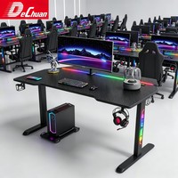 Escritorio Gaming RGB de 1.6m, Mesa para Computadora de Fibra de Carbono, Estación de Trabajo para PC con Patas LED Retroiluminadas