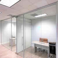 Modular Frameless Glass Partitioning Systems for Modern Office Building with Clear Tempered Glass and Aluminum U-Channel Support