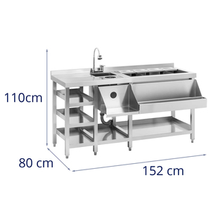 Multi-functional Commercial <b>Bar</b> Workstation with Sink and Ice Compartment Commercial Kitchen Equipment Hotel Restaurant Supplies - Product Image 2