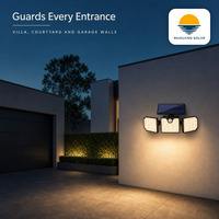 Lampe murale solaire LED carrée à double tête, 300LM, 30 LED, 12H d'autonomie, avec capteur PIR, micro-lumière, étanche IP65, pour porche et jardin