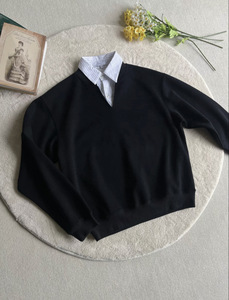 Suéter de Punto con Cuello en V para Hombre, Color Sólido, Corte Regular, Estilo Casual, Algodón Transpirable, Ropa de Otoño - Product Image 4