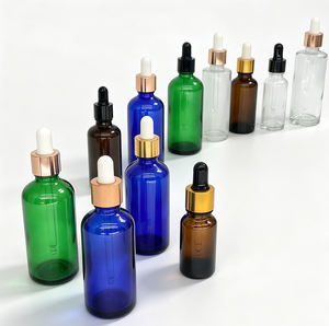 Flacon compte-gouttes vide en verre transparent pour huiles essentielles avec bouchon doré 10ml 15ml 30ml 50ml, flacon échantillon cosmétique - Product Image 2