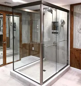 도매 알루미늄 스테인레스 스틸 강화 유리 욕실 슬라이딩 프레임리스 샤워 문