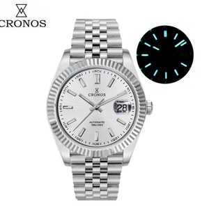 นาฬิกาข้อมือผู้ชาย Cronos DateJ รุ่นหรูหรา สายสแตนเลสสตีล 5 ข้อต่อ รุ่น PT5000 กันน้ำ 10 บาร์ กระจกแซฟไฟร์ L6046M หน้าปัด 40-44 มม. - Product Image 1