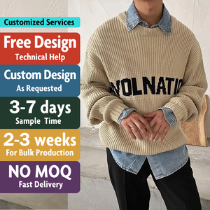 Maglione da <span class=keywords><strong>Uomo</strong></span> con Logo Personalizzato Pullover Casual a Trama Jacquard Maglieria Invernale Girocollo Larga Vestibilità <span class=keywords><strong>Oversize</strong></span> Maglione Lavorato a Maglia da <span class=keywords><strong>Uomo</strong></span> - Product Image 2