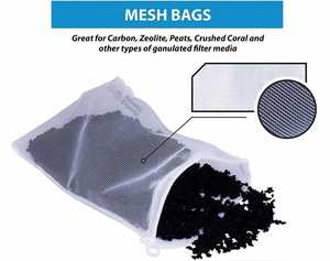 Sacs filtrants en maille pour aquarium à haut débit, réutilisables, charbon actif, cordon de serrage avec engrenage pour aquarium, état neuf - Product Image 3