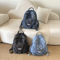 Sac à dos en jean punk avec rivets et chaînes, grande capacité, pour hommes et femmes, avec fermeture éclair, collection 2026
