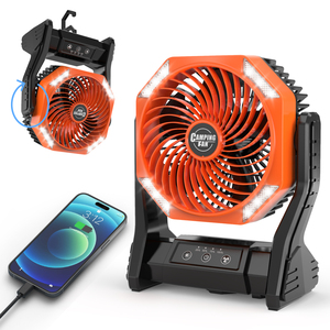 Kipas Camping Portabel 8000mAh dengan Lampu Malam LED, Kipas Meja Isi Ulang Tipe-C dengan Fungsi <span class=keywords><strong>Power</strong></span> <span class=keywords><strong>Bank</strong></span>, 4 Kecepatan untuk Aktivitas Luar Ruangan - Product Image 3