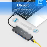 RJ45 1000M Audio 3,5MM SD TF Kartenleser USB 3.0 USB-C Hub 9-in-1 HDTV 4K 60Hz USB Typ-C Ladeadapter