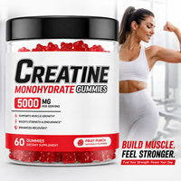 Gummies de créatine monohydrate à marque privée OEM par portion pour femmes, 60 gummies, soutien force et endurance, GMP
