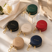 Étui à bijoux en cuir PU avec logo personnalisé, mini fermeture éclair, plusieurs couleurs, boîte de rangement portable pour bagues et boucles d'oreilles, pour petits bijoux